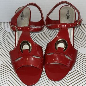 East 5th women size‎ 7.5 strappy sling back heel casual open toe Red sandal